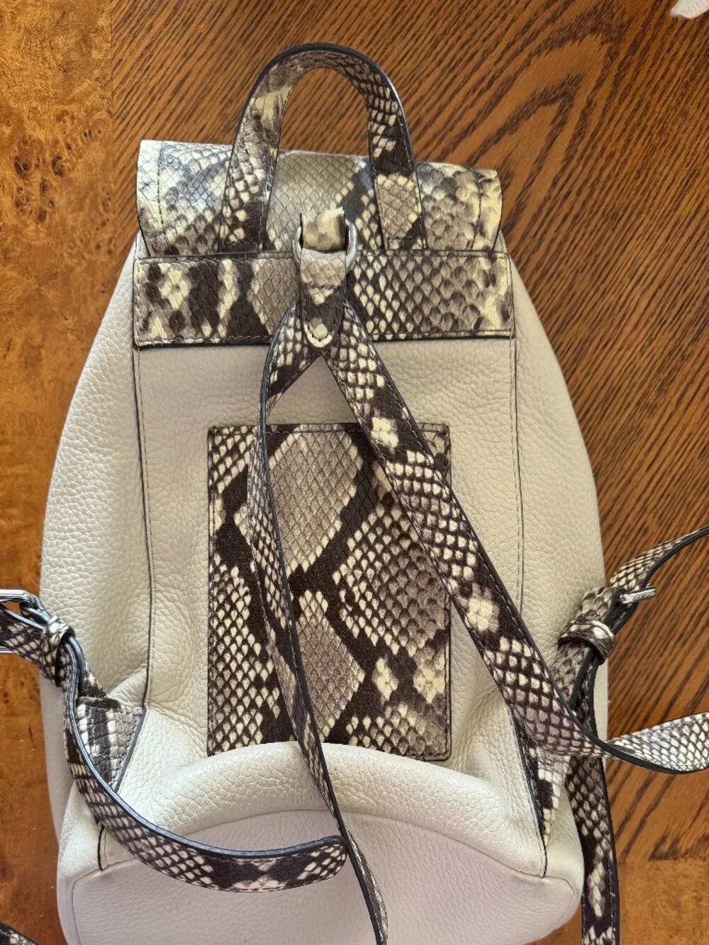 Michael Kors Ivory Snakeskin Print Backpack